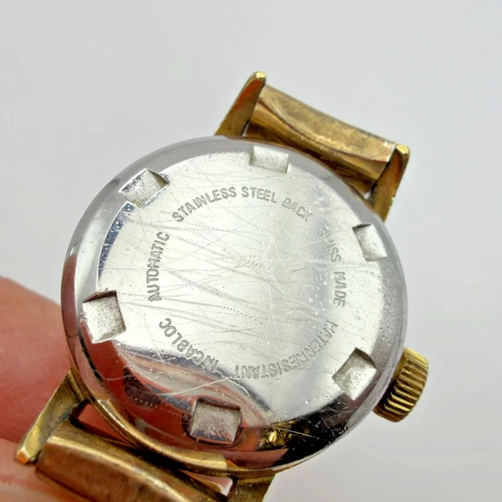 Medco 17 Jewels Selfwinding Swiss Made Ladies Watch Date Gold Tone Parts